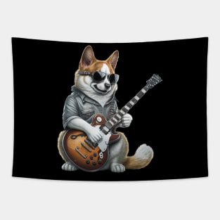 Dog Playing Guitar Tapestry