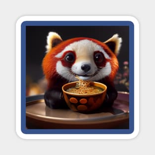 Kawaii Red Panda Eating Ramen Magnet