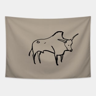 Cave line art of Aurochs. Tapestry