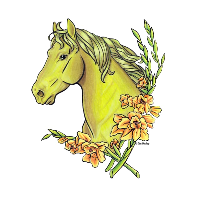Peridot Horse with Gladiolus Flowers by lizstaley