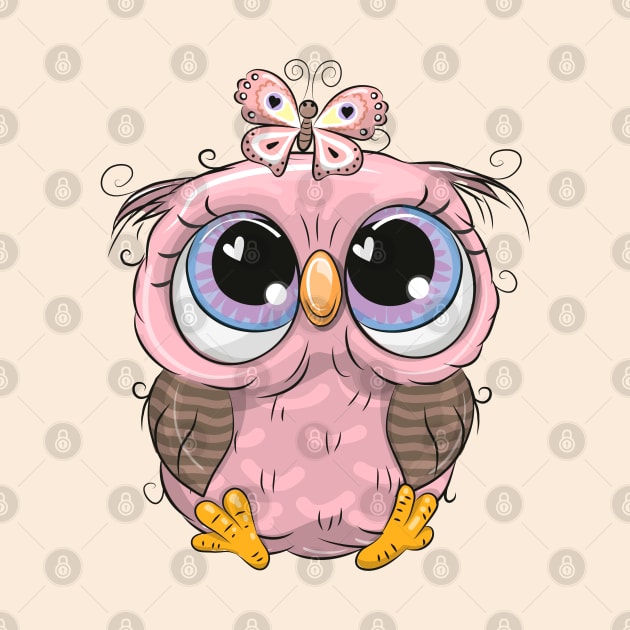 Cute Cartoon pink owl by Reginast777