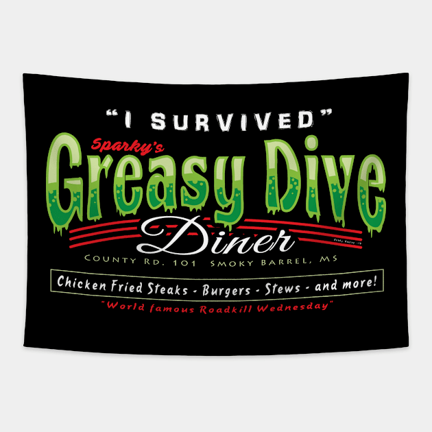 Greasy Dive Diner Tapestry by Illustratorator