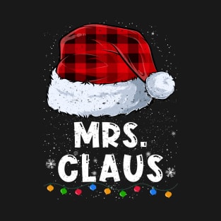 Mrs Claus Red Plaid Christmas Santa Family Matching Pajama T-Shirt