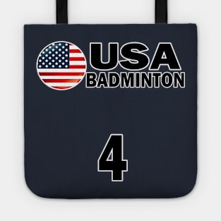 USA Badminton Number 4 T-shirt Design Tote