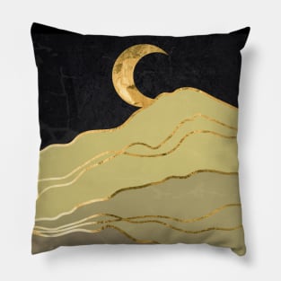 Gold landscape with moon #6 Pillow