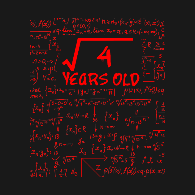 Square Root Of 4 2 yrs Years Old 2th Birthday Gift by issambak