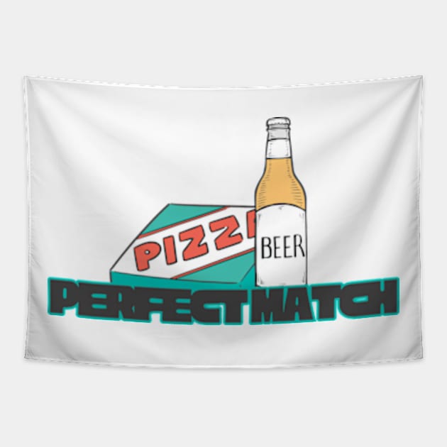 Perfect Match, Box. Pizza and beer, the perfect combination Tapestry by FreeSoulLab