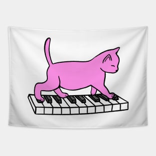 Cat Playing Piano Tapestry