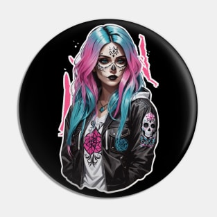 Punk Day of the Dead Girl! Pin