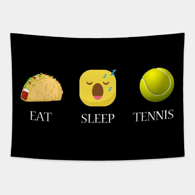 Eat sleep tennis repeat emoji emoticons graphic Tapestry by MarrinerAlex