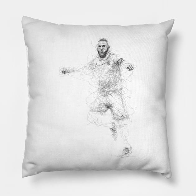 Karim Benzema Scribble Pillow by tyooo