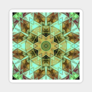 Mosaic Kaleidoscope Flower Orange and Teal Magnet