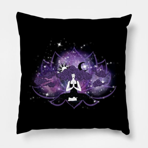 Mindful Meditation Lotus Lady - Buddhism Spirituality Pillow by TopKnotDesign