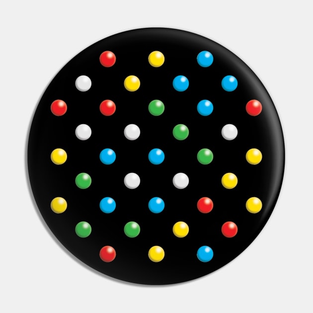 Primary Coloured Discs On A Black Square Pin by sleepingdogprod