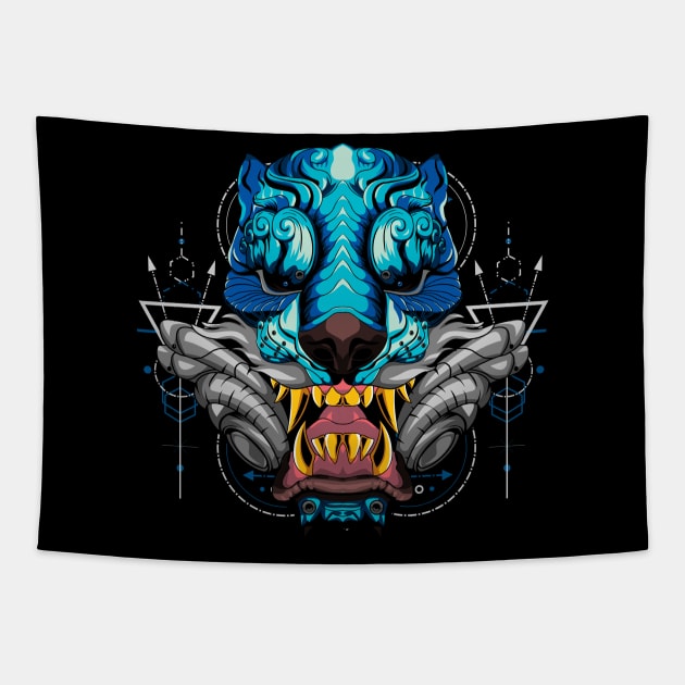 tiger angry Tapestry by SHINIGAMII