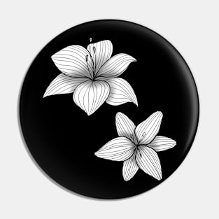 Two lily flowers in black and white Pin