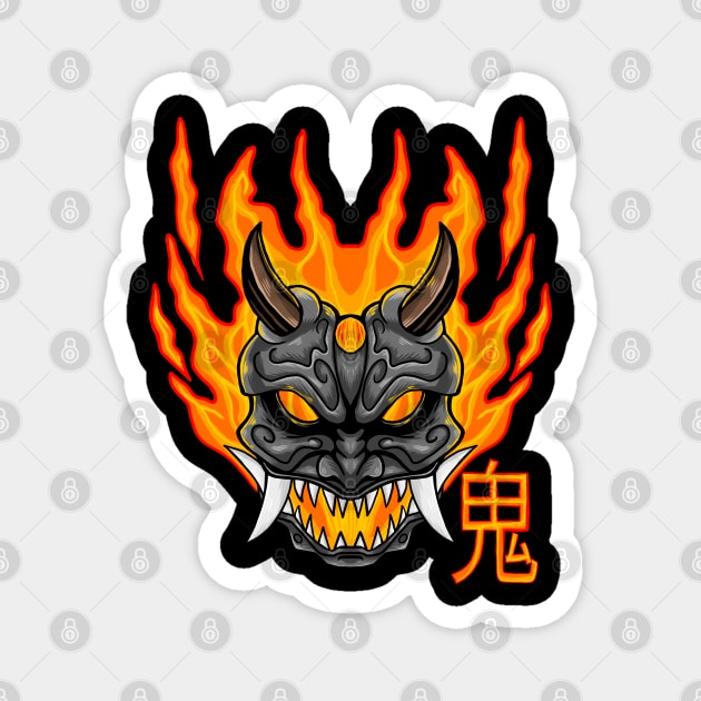 oni Flame Magnet by Amartwork