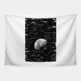 Partial Bright Moon In The Night Sky. For Moon Lovers. Tapestry