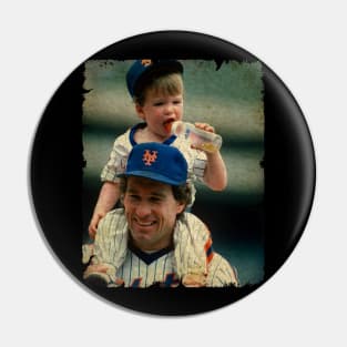 Gary Carter and His Son in New York Mets Pin