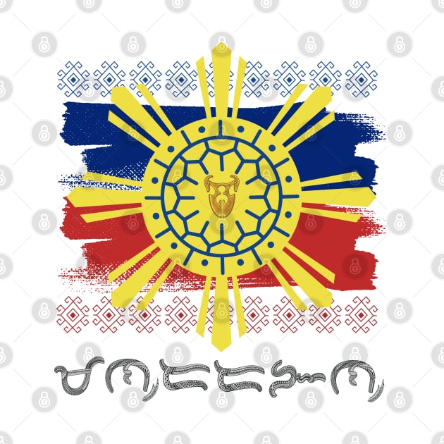 Philippine Flag/Sun / Baybayin word Mandarangan (Mandirigmang may Karangalan) by Pirma Pinas