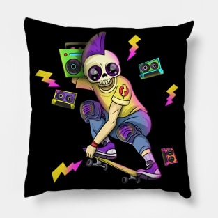 Punk Rock Skull Skateboarder Pillow