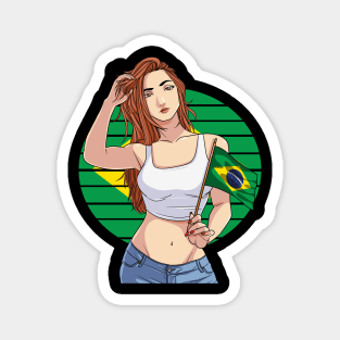 Brazilian Girl Brazil Flag Brasileira Pride Magnet