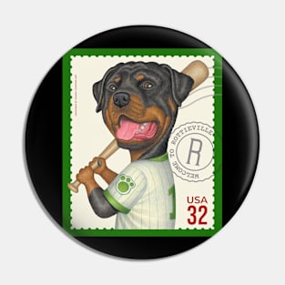 Funny Cute Rottie Rottweiler Postage Stamp Pin