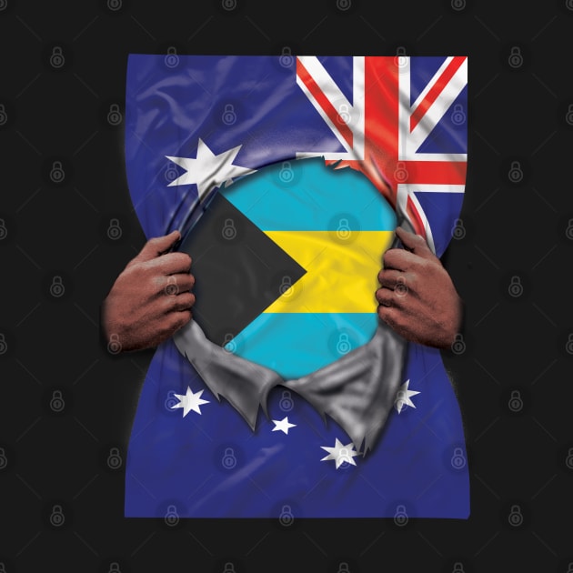 Bahamas Flag Australian Flag Ripped - Gift for Bahamian From Bahamas by Country Flags