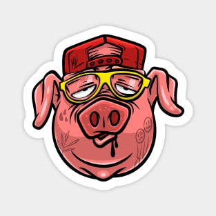 Funny Cute Tattooed Pig Face Magnet