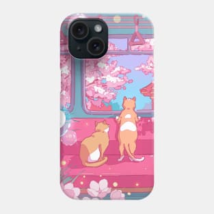 The cute cats on the train Phone Case