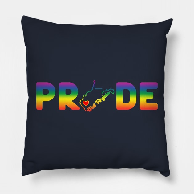 West Virginia Pride with State Outline of West Virginia in the word Pride Pillow by tropicalteesshop