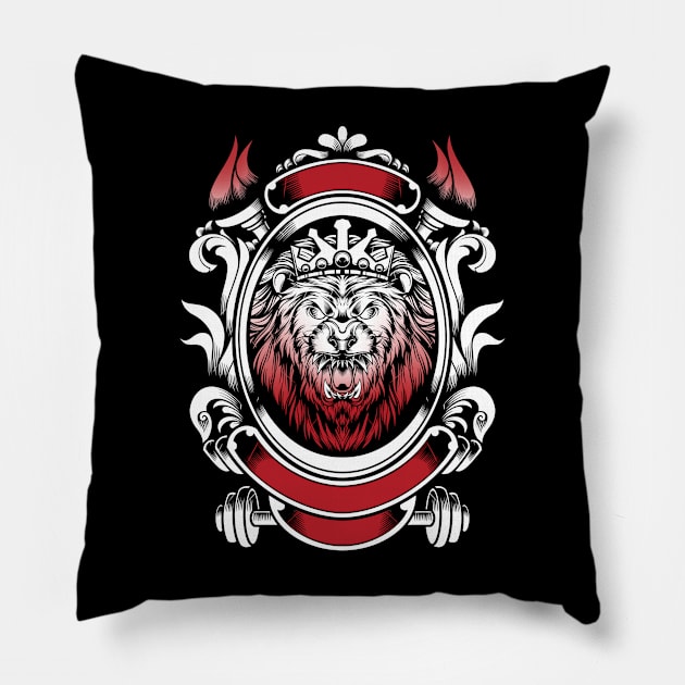 Lion king white red Pillow by Bayuktx