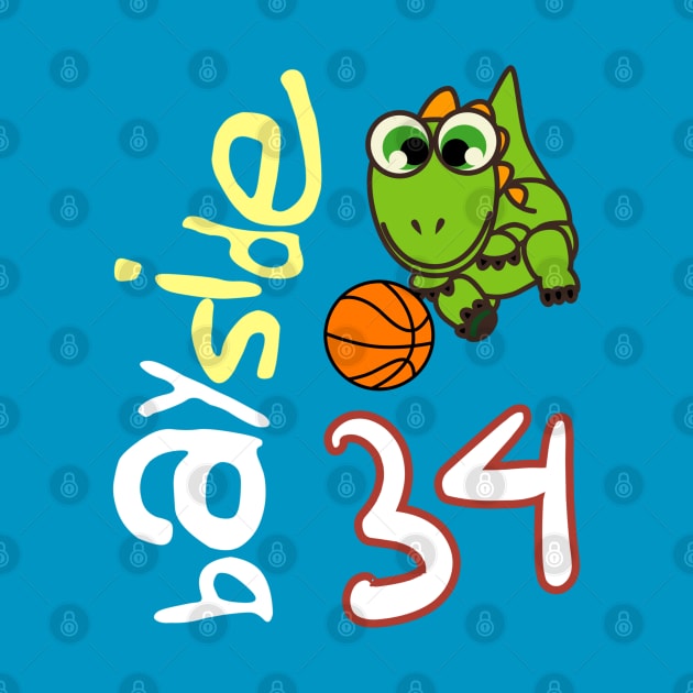 Bayside Dinosaurs Wavy Retro Basketball Jersey #34 by WavyDopeness