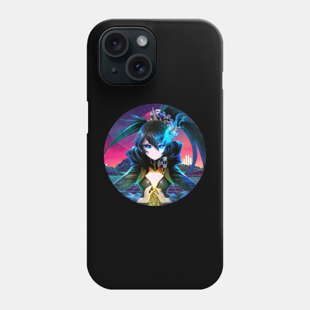 Raging Shadows The Dark Tale of Black Rock Shooter Phone Case by Skateboarding Flaming Skeleton