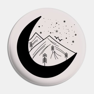 Cresent Moon over the Mountains Pin