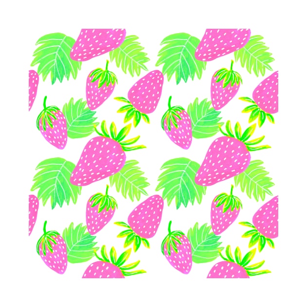 Strawberries Pattern - Hot Pink and Blue by monitdesign