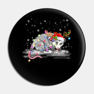 Possum Christmas Lights Santa Reindeer Possum Lover Pin