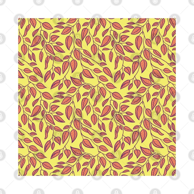 Minimalist Leaf Line Art Illustration as a Seamless Surface Pattern Design by zarya_kiqo