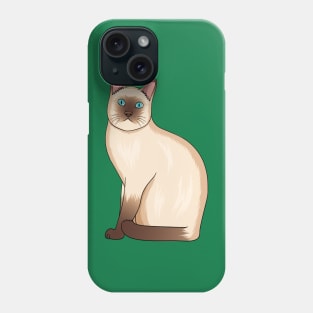 Siamese cat cartoon illustration Phone Case