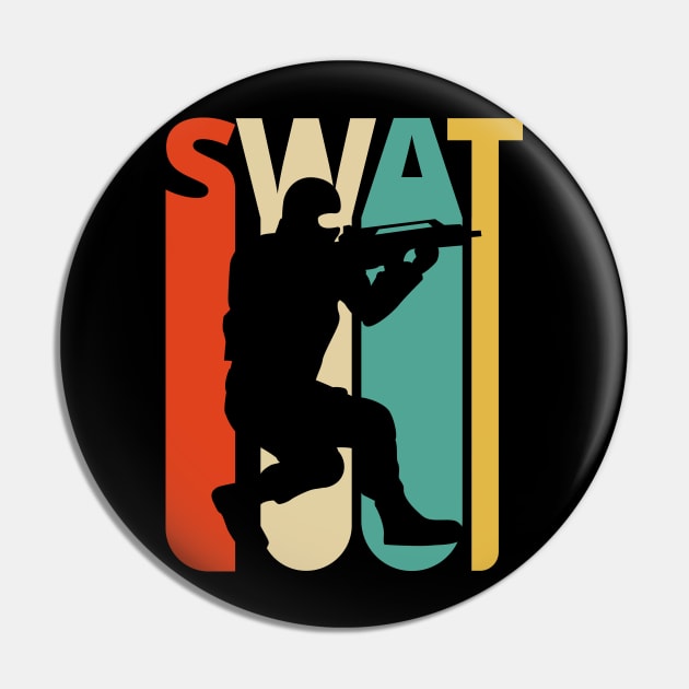 SWAT Silhouette, retro design Pin by MadebyTigger