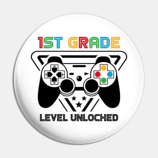 1st Grade Level Unlocked Video Gamer Back to School Boys Pin