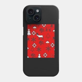 Red Christmas decor with deer Phone Case