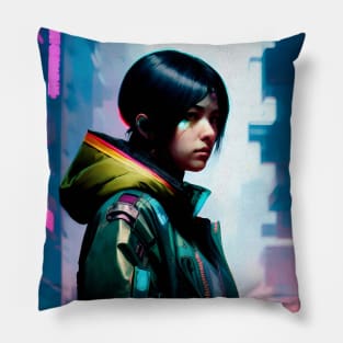 Abstract Cyberpunk Girl Pillow