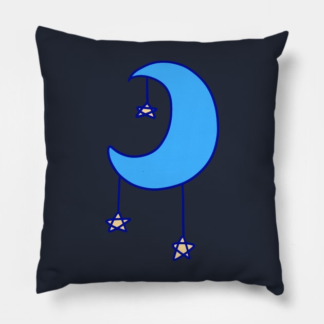 Blue Moon with Stars Pillow by saradaboru