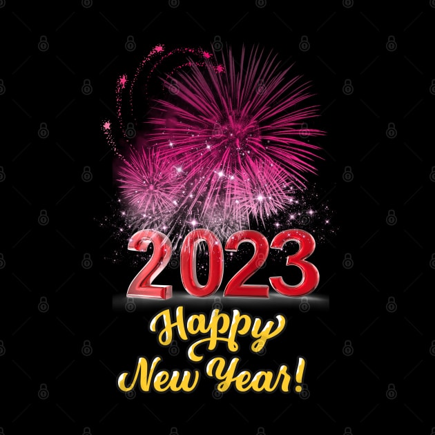 2023 Happy New Year!, PINK Fire work Celebration by MAii Art&Design