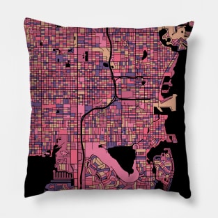 St. Petersburg Map Pattern in Purple & Pink Pillow