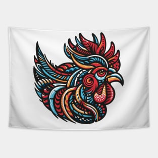 Design of a Huichol style rooster Tapestry