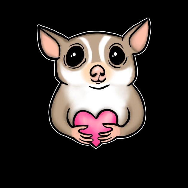 Sugar Glider Pink Heart for Sugar Glider Lovers by Mochi Merch