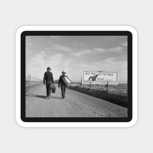 Hitchhiking to Los Angeles, 1937. Vintage Photo Magnet