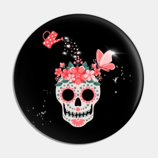 Mental health watering skull flowers Pin